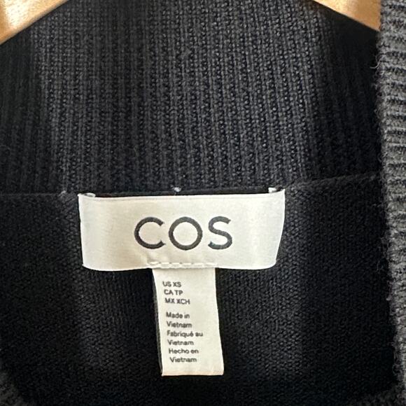 COS 100% Wool Turtleneck Maxi Sweater Dress Black Sz XS {V22} - Picture 5 of 6